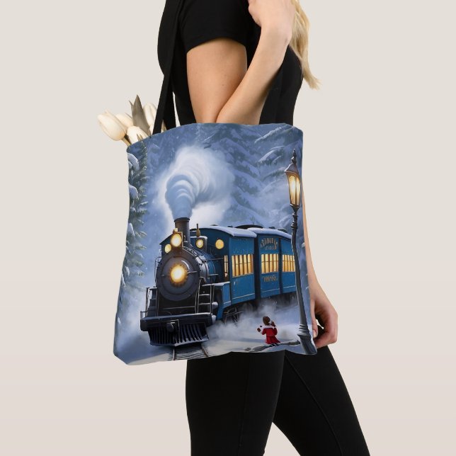Polar Express Tåg Tote Bag | Tillbehör Tygkasse (Närbild)