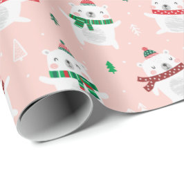 Polar för julklapp på ljus rosa presentpapper