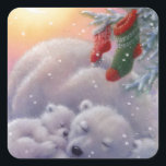 Polar för julpajas fyrkantigt klistermärke<br><div class="desc">Polar för julpajas</div>