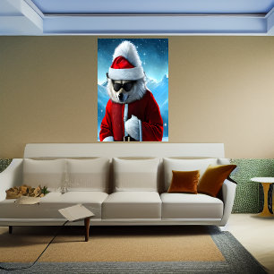 Polar Fox Jultomten AI Art Poster