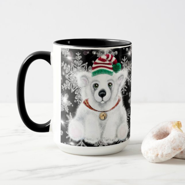 Polar från cute festive helgdag har snöflingan gli mugg (Med munk)