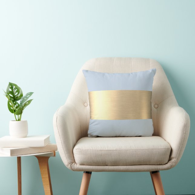 Polar Himlar Blue Gold Foil Rustic Faux Kudde (Stol)