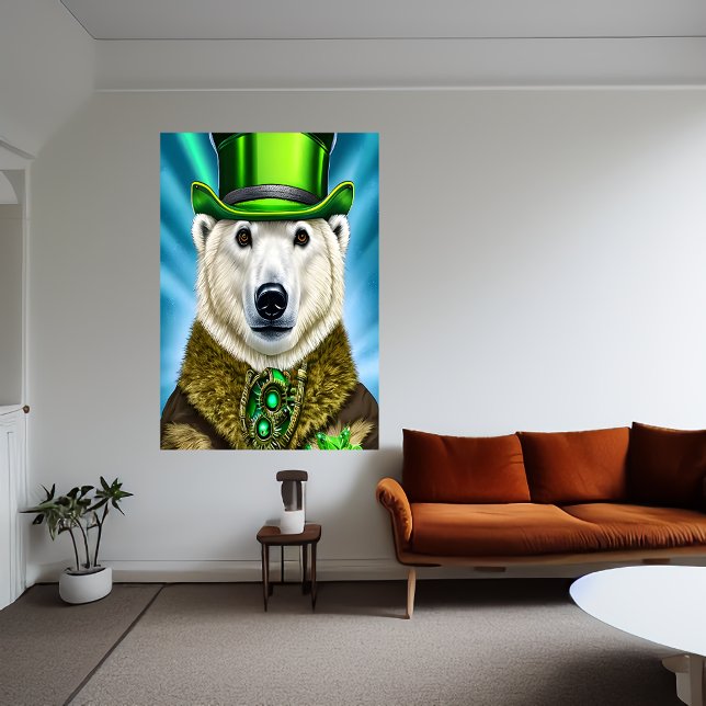 Polar i grönt hatt | AI Art Poster (Skapare uppladdad)