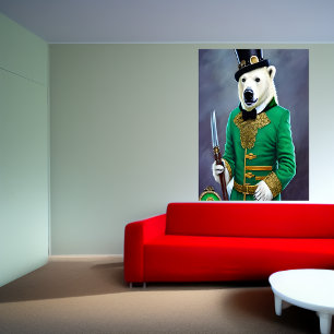 Polar i grönt och guld   AI Art Poster