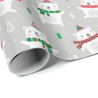 Polar i julklapp Björnar på lätt grått Presentpapper