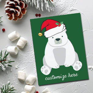 Polar i julklapp i Santa Hat-Grönten Vykort