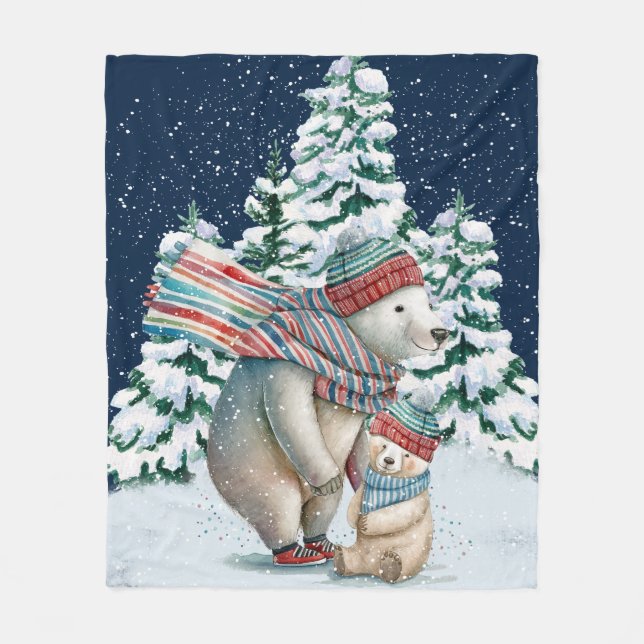 Polar i rutor för utspädda vattenfärger fleecefilt (Framsidan)