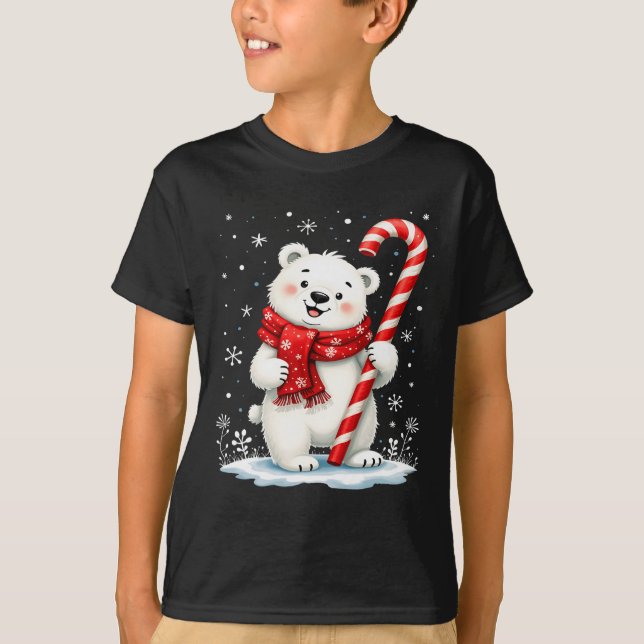 Polar Julbjörn Candy Scarf Kids T Shirt (Framsida)