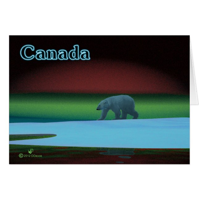 Polar Ljus Polar Bear Hälsningskort (Framsidan Horizontal)