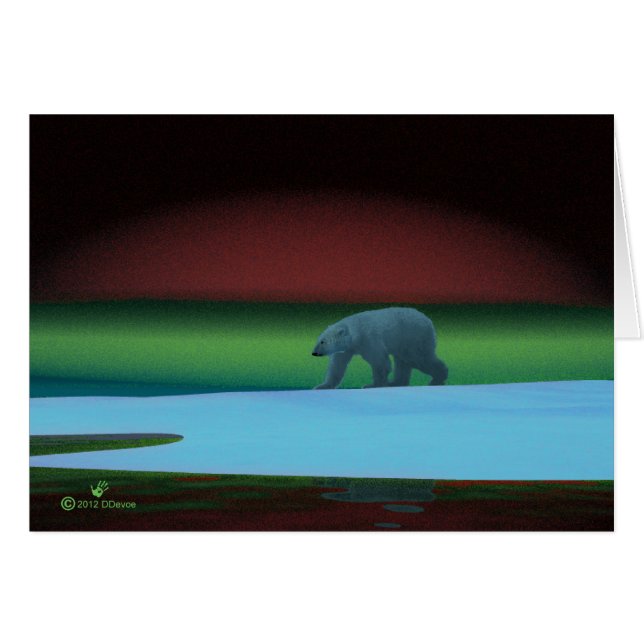 Polar Ljus Polar Bear Hälsningskort (Framsidan Horizontal)