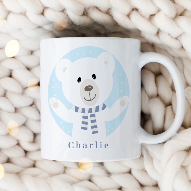 Polar med blå scarf-jul kaffemugg (Skapare uppladdad)