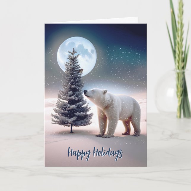Polar med Julgran Helgkort (Framsida)