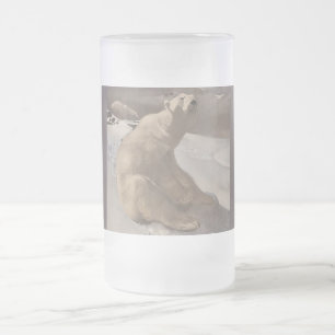Polar med klumpar i snö vintage illustration frostat ölglas