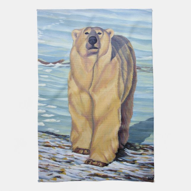 Polar med polar Bear Towel-skena Art Tea Towel Gif Kökshandduk (Vertikal)