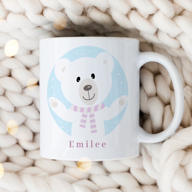 Polar med Rosa Scarf-jul Kaffemugg (Skapare uppladdad)
