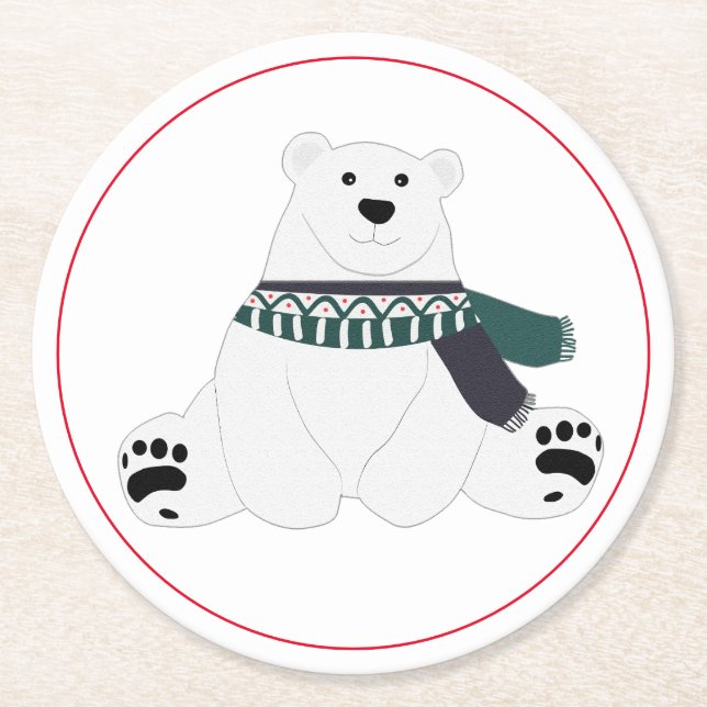 Polar med scarf underlägg papper rund (Framsidan)