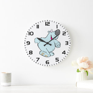 Polar med svag Tecknad Bear Cute Blue-tecken Stor Klocka