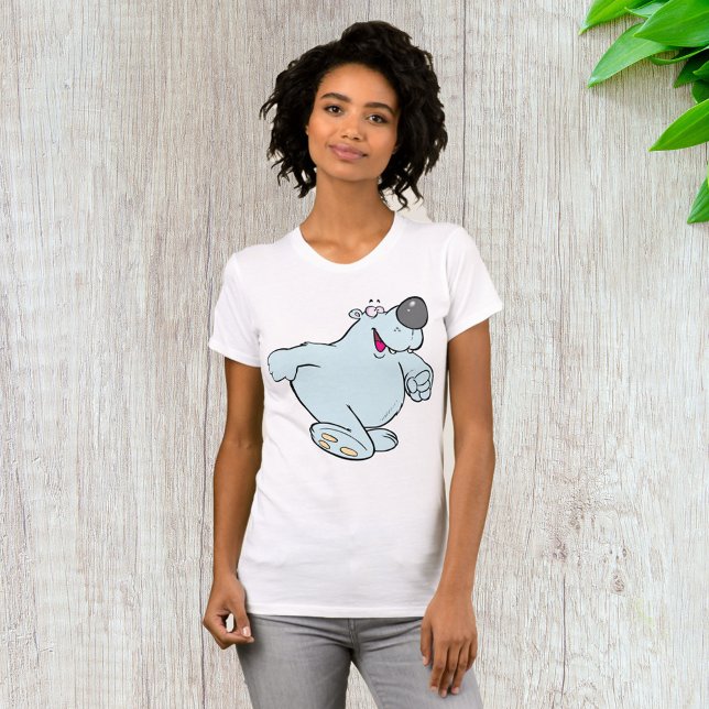 Polar med svag Tecknad Bear Cute Blue-tecken T Shirt (Skapare uppladdad)