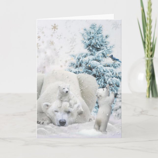 Polar med tråd, Mor med Spädbarn Helgkort (Framsida)