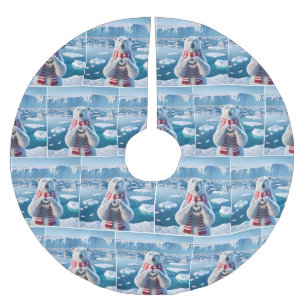 Polar med vinter-scarf och hjärta julgransmatta borstad polyester