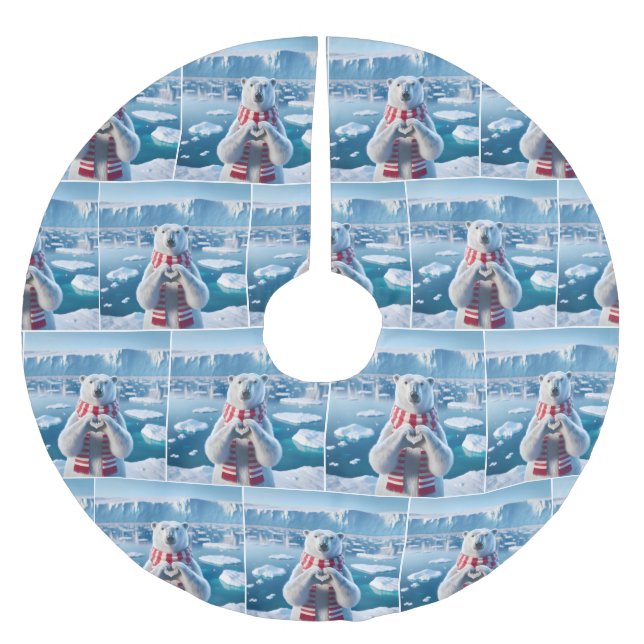 Polar med vinter-scarf och hjärta julgransmatta borstad polyester (Framsidan)