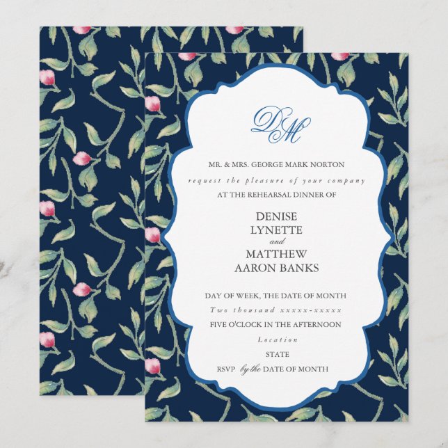 Polar Nattblå repetitionsmiddag Inbjudningar (Fram/baksida)