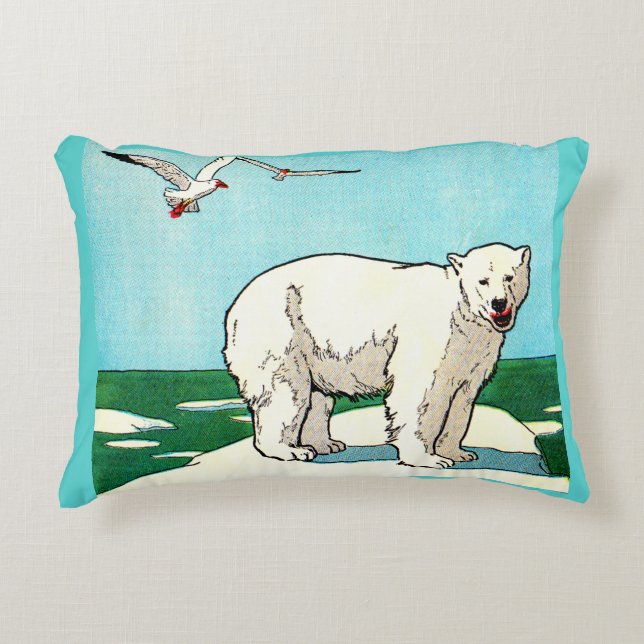 polar och fiskmåsar prydnadskudde (Framsidan)