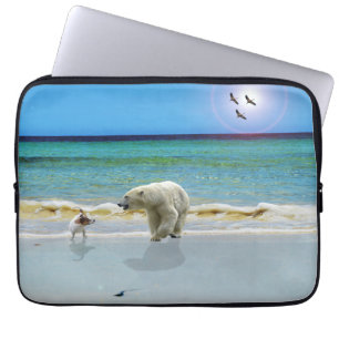 Polar och Jack på stranden. Laptop Fodral