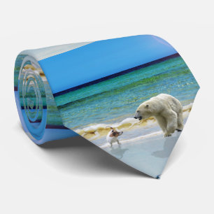 Polar och Jack på stranden. Slips