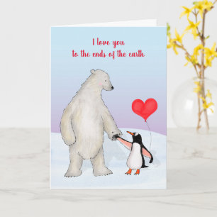 Polar och penguin Valentinkort Kort