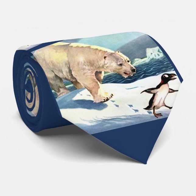polar och penguintryck slips (Rullad)