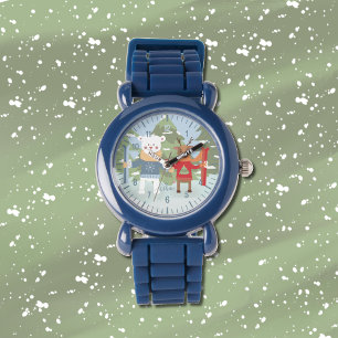 Polar och renar med skinn och silkesur armbandsur