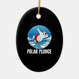 Polar Ploge Ice Jump Polar Bear Winter Simma Julgransprydnad Keramik