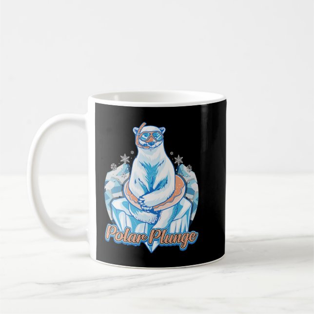Polar Plunge Ice Jump Funny Polar Bear Winter Kaffemugg (Vänster)