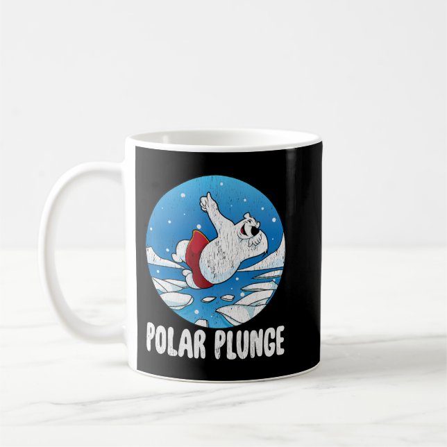 Polar Plunge Ice Jump Funny Polar Bear Winter   Kaffemugg (Vänster)
