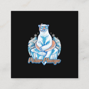 Polar Plunge Ice Jump Funny Polar Bear Winter Simm Fyrkantigt Visitkort