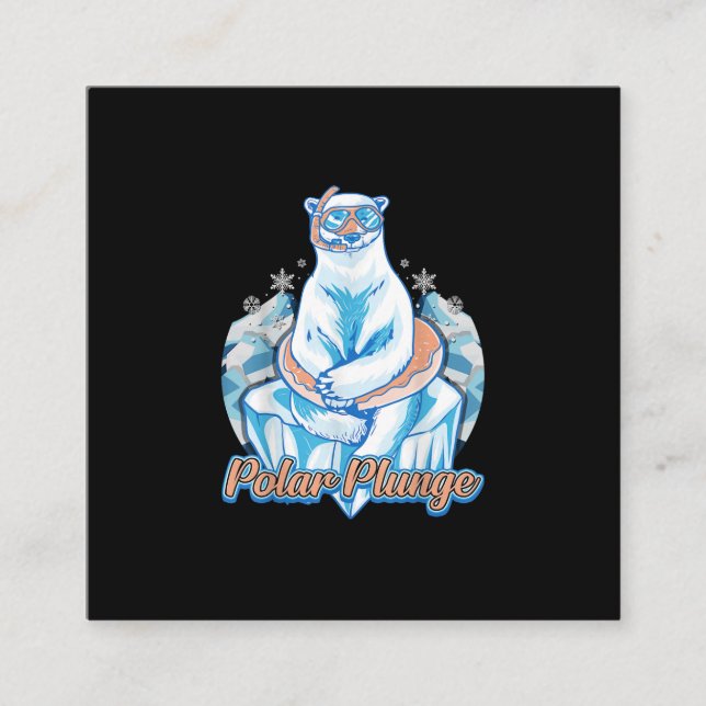 Polar Plunge Ice Jump Funny Polar Bear Winter Simm Fyrkantigt Visitkort (Framsida)