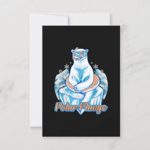 Polar Plunge Ice Jump Funny Polar Bear Winter Simm Inbjudningar