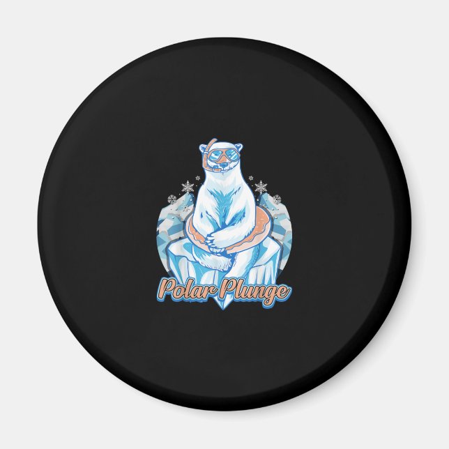Polar Plunge Ice Jump Funny Polar Bear Winter Simm Magnet (Framsidan)