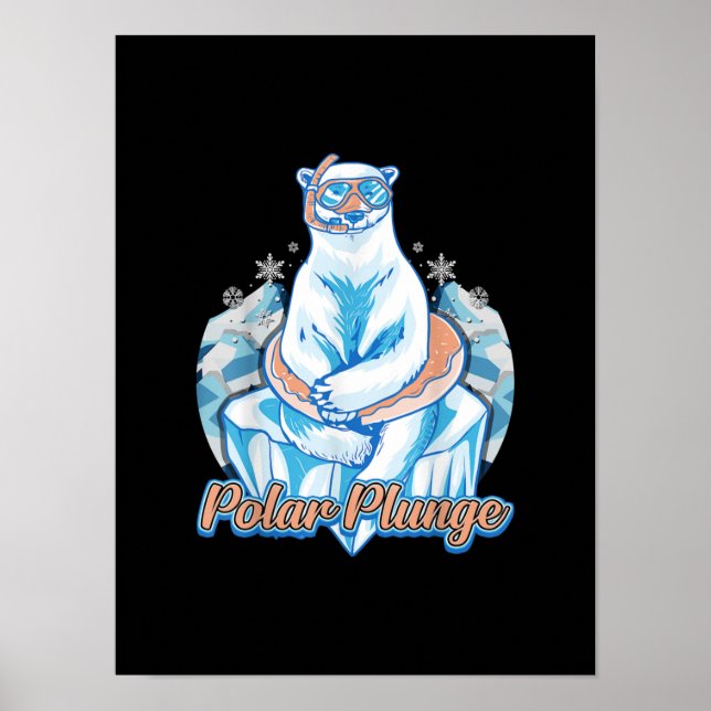 Polar Plunge Ice Jump Funny Polar Bear Winter Simm Poster (Framsidan)