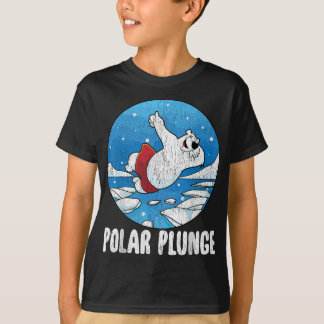 Polar Plunge Ice Jump Funny Polar Bear Winter Simm T Shirt