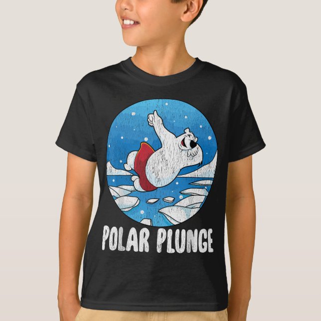 Polar Plunge Ice Jump Funny Polar Bear Winter Simm T Shirt (Framsida)