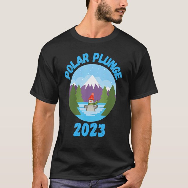 Polar Plunge Ice Jump Funny Polar Bear Winter Simm T Shirt (Framsida)