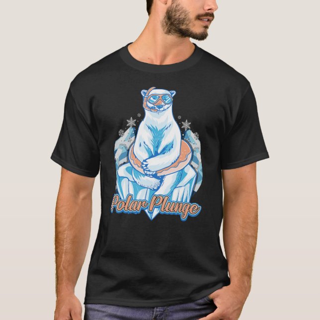 Polar Plunge Ice Jump Funny Polar Bear Winter Simm T Shirt (Framsida)