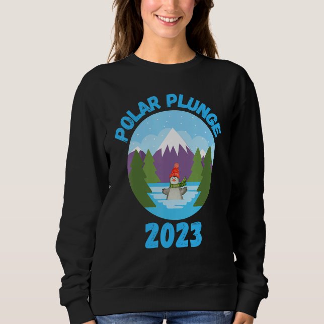 Polar Plunge Ice Jump Funny Polar Bear Winter Swim T Shirt (Framsida)