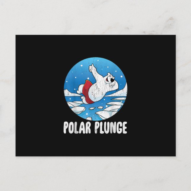 Polar Plunge Ice Jump Polar Bear Winter Simma Inbjudan Vykort (Framsida)
