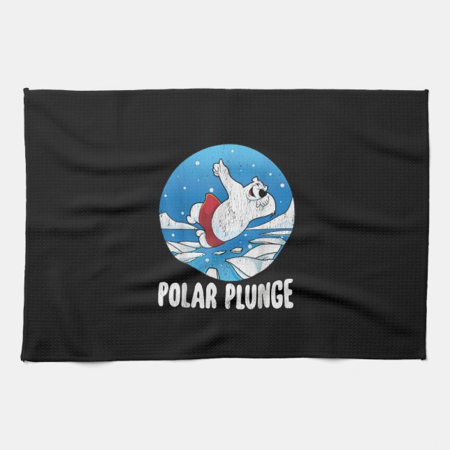 Polar Plunge Ice Jump Polar Bear Winter Simma Kökshandduk (Horisontell)