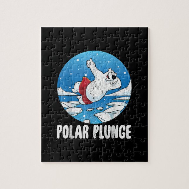 Polar Plunge Ice Jump Polar Bear Winter Simma Pussel (Vertikal)