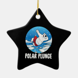 Polar Plunge Ice Jump Simma för den fina Polarna  Julgransprydnad Keramik