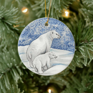 Polar Snö Bears Julgransprydnad Keramik